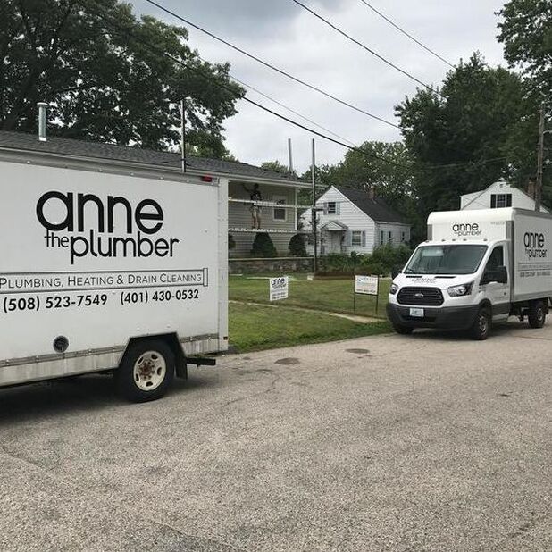 Anne the Plumber branded service trucks in Woonsocket, Rhode Island